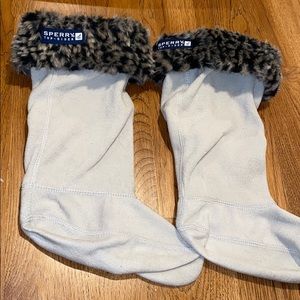 sperry fleece rain boot socks with faux fur